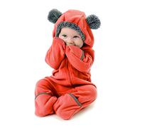 Cuddle Club Surpyjama en Polaire Bébé - du Nourrisson à 4 Ans - Pyjama Fille et Garçon et Couverture Bébé ou Nid d’Ange en Un ! - BearRed6-12m