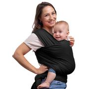 CuddleBug Écharpe de Portage Facile à Enfiler - Porte Bébé Naissance Multifonctionnel Pour les Bébés Jusqu’à 16 Kg - Écharpe de Portage Sling Mains Libres - Couverture de Portage (Noir/Black)