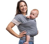 CuddleBug Écharpe de Portage Mains Libres, Douce et Élastique - Pour Nourrissons et Jeunes Enfants Pesant Entre 3 et 15 kg - Taille Universelle - Bon Positionnement des Hanches (Gris)