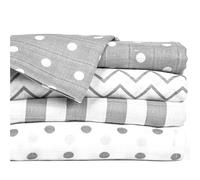 CuddleBug Langes Bébé Mousseline, Coton Lot de 4, Pois et Rayures | Tissage Doux et Respirant pour nouveau-nés 0-3 mois, grand format 120x120 cm, Couverture Poussette ou Lange, joli cadeau.