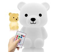 CuddleLight® Veilleuse Bébé & Enfant Ourson Rechargeable Sans Fil - 16 Couleurs + 3 Intensités de Lumière -Lampe de Chevet Tactile en Silicone Multifonction avec Télécommande - Batterie Longue Durée