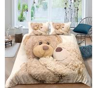 Cuddly teddy ours Housse de Couette Microfibre résistante 3 Pièces 3D Effet Douce Soft plush toy style Parure de Lit avec Fermeture Éclair Confortable for Garçons Adolescents Double（200x200cm）