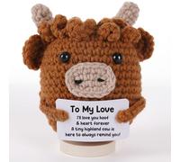 Cudroza Peluche positive au crochet en forme de vache des Highlands, cadeaux pour elle, lui, petite amie, petit ami, épouse, mari, tricotée à la main, petite idée cadeau « I Love You »