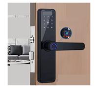 CUDTAPI K7 Pro biométrique Empreinte Digitale Serrure de Porte Noir Smart Lock Tuya App déverrouillage à Distance Mot de Passe Serrure sans clé Serrure de Porte électronique(Single tongne -6070)