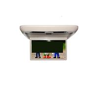 CUDTAPI Lecteurs vidéo de Voiture de 13,3 Pouces HD écran LCD Moniteur de Montage sur Le Toit Affichage Rabattable Auto Plafond TV FM IR Lien de Haut-Parleur(Beige Car Monitor)