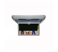CUDTAPI Lecteurs vidéo de Voiture de 13,3 Pouces HD écran LCD Moniteur de Montage sur Le Toit Affichage Rabattable Auto Plafond TV FM IR Lien de Haut-Parleur(Gray MirrorLink)