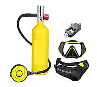 CUDTAPI Mini Bouteille de plongée Bouteille D'oxygène De Plongée sous-Marine Capacité 1L Respirateur De Plongée Portable(Yellow Bottle Silver Head)
