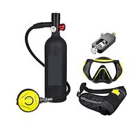 CUDTAPI Mini Bouteille de plongée Bouteille D'oxygène De Plongée sous-Marine Capacité 1L Respirateur De Plongée Portable(Zwart)