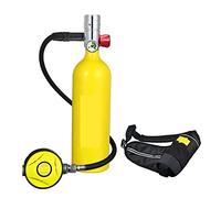 CUDTAPI Mini Bouteille de plongée Bouteille D'oxygène De Plongée sous-Marine Capacité 1L Respirateur De Plongée Portable(Yellow Bottle Silver Head)
