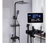 CUDTAPI Système de Douche numérique, Ensemble de Robinet Douche thermostatique en Laiton, Salle Bain à Affichage numérique, Colonne Pluie Contrôleur de Douche à Affichage LED(Digital Dis-8Inch-C1)