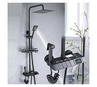 CUDTAPI Système de Douche numérique, Robinet de Douche Ensemble Robinet Pluie Salle Bain avec Affichage numérique, Colonne, Bidet 25C / 30CM Arrosoir Contrôleur de Douche à Affichage LED(Gray-10Inch)