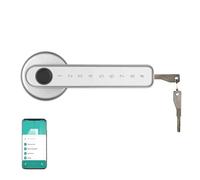 CUDTAPI TTlock Tuya Maison Intelligente Empreinte Digitale Serrure de Porte électronique Mot de Passe APP clé mécanique sécurité poignée biométrique Serrure(Silver Tuya)