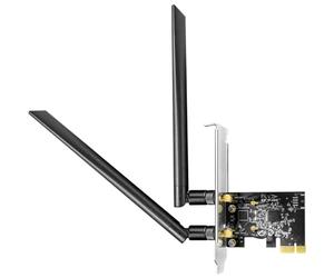 Cudy AC1300 Adaptateur sans fil double bande PCIe WiFi pour PC, 1300 Mbps WiFi 5 vitesses, 5 GHz/2,4 GHz, 2 antennes amovibles, compatible Windows 11/10, comprend des supports standard et discrets