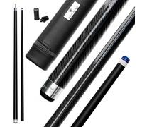 Cue-King Queue de billard en carbone de grade militaire de 147 cm 510 g en 2 pièces avec embout premium de 12,5 mm fini en carbone exposé brillant, queue de billard professionnelle (avec étui en cuir