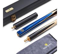 Cue-King Queue de Billard Pro Series 001, Queue de Billard, Faite à la Main 57" 19oz 3/4 articulée avec étui, Queue Bleue avec étui de Protection Rigide, Extension et Serviette en Microfibre