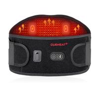 CUEHEAT Ceinture ventrale chauffante, coussin chauffant sans fil pour le dos bas, chauffage électrique et massage, alimenté par piles rechargeables (noir foncé, 114,3 cm)