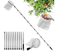 Cueille Fruit avec Manche Telescopique,4.2M Fruits Cerise Outil à Cueillir de Fruits avec Poteau Réglable Léger et Sac de Rangement de Fruits,pour La Récolte de Poire Citron Orange.