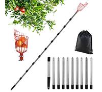 Cueille Fruit avec Manche Telescopique 4.3M, Ramasse Fruit Telescopique de Inox, Cueille Fruits, Cueille Pomme Griffe, Cueilleurs de Fruits, Outil Cueillette Jardin Arbre Poires Pêches Ø 145mm