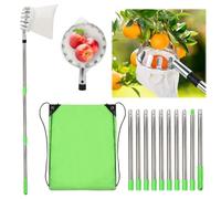 Cueille Fruit avec Manche Telescopique, 4 m Ramasse Fruits Télescopique, Diamètre 16 cm, Cueillette Cerise Réglable avec Sac de Rangement, Poteau Réglable Cueille Fruit pour Pommes, Poires, Oranges