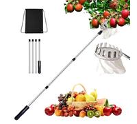 cueille fruit telescopique, cueilleur de fruits détachable de 1,6 m, cueilleur de fruits avec sac de rangement et perche rétractable, outil de cueillette de verger pour pommes et oranges 16cm diamètre