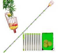 Cueille-fruits en acier inoxydable - Cueille-fruits avec poignée télescopique - Cueille-fruits avec poignée télescopique - Machine à récolter les pommes - Cueille-fruits pour grandes hauteurs - Tige