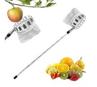 Cueille-fruits télescopique, multi-usages, en acier inoxydable, long bâton de cueillette de fruits, pour vergers, cueille-pommes, cueille-cerises avec sac en coton (acier inoxydable, 4,2 m)