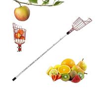 Cueille-fruits, tige télescopique, multi-usage, en acier inoxydable, longue tige de cueillette de fruits pour vergers, cueille-pommes, cueille-cerises avec sac en coton (plastique, 2,8 m)