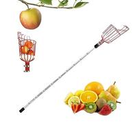 Cueille-fruits, tige télescopique, multi-usages en acier inoxydable, longue tige de cueillette de fruits pour vergers, cueille-pommes, cueille-cerises avec sac en coton (plastique, 4,2 m)