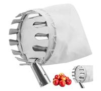 Cueille-pommes avec sac en coton - En métal léger - Aide à la cueillette flexible - Diamètre : 15 cm - Profondeur du sac : 20 cm - Pour jardin, verger, ferme