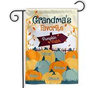 Cueillette De Citrouilles Chez Grand-Mère - Joyeuses Action De Grâces - Avec Le Nom Des Petits-Enfants - Saison D'Automne Drapeau 30X45Cm Bannière Durable Décoratif Drapeau De Jardin