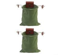 Cueillette Toile 21.5cm Lot de 2 Pochette Ceinture Cueillette | Toile pour robuste, de serrage anti-perte, 21.5x20cm, idéal champignons et baies, lot économique de 2(Green)