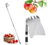 Cueilleur de fruits Spetebo avec manche télescopique et sac de ramassage avec couronne de cueillette - jusqu'à 240 cm - Cueilleur de fruits avec sac de récolte et manche télescopique