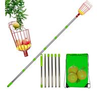 Cueilleur De Fruits Télescopique - Poteau De Panier Amovible, Outil De Récolte En Acier Inoxydable | Collecteur De Fruits Léger Antirouille, Panier De Cueillette Extensible Pour Pommes, Poires, Prunes