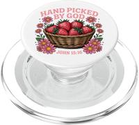 Cueilli à la Main par Dieu, Joli Verset biblique à la Fraise, Jean 15:16 PopSockets PopGrip pour MagSafe
