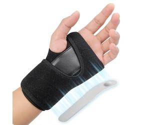 CUEMOON Attelle de Poignet, Poignet Compression Réglable Orthese Poignet pour Arthrite, Fracture, Tendinite, Des Sports (Main Gauche)