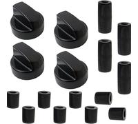 CUEMOON Lot de 4 poignées universelles pour four, bouton de cuisinière à gaz, bouton universel pour cuisinière à gaz, avec adaptateur, noir