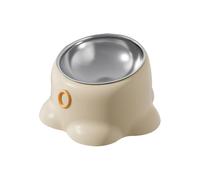 Cuenco Gato - Antivuelco | Cuenco Acero Inoxidable | Elevado Inclinado Protección Cuello, Diseño Macaron Pulpo, Antideslizante Para Comida & Agua, 18x12,5x10cm