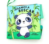Cuentos para bebés - Jugamos a buscar: Libro de tela suave para bebés entre 0 y 36 meses. Interactivo, con solapas, sonido estimulante y un espejo.