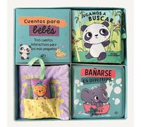 Cuentos para bebés: tres cuentos interactivos para los más pequeños: ¡Un libro de tela con solapas, un libro de tela con un juguete y un libro para el baño con tinta mágica!
