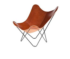 Cuero Pampa Mariposa Butterfly Chaise en Acier/Cuir Noir/Marron/Noir 87 x 92 x 86 cm