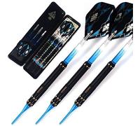 CUESOUL 16g Soft Tip Darts Set Durable 6 Arbres 3 Vols 3 barils, étui Mince pour Dartboard électronique（Bleu - XSTBS074）