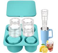 CUESVAP Stanley Cup Moule à Glaçons - 4 Creux Fleurs Accessoires, Glaçons Réutilisables avec Couvercle pour Gobelet de 20-40 Oz, Plateau Glaçon en Silicone Sans BPA (Bleu)