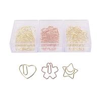 Cufaee 30Pcs Paper Clips with Storage Box, Heart Flower Star Shaped Small Cute Paperclips, Bookmark Clip for Office School Student