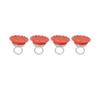 Cufaee 4PCS Hand Held Hummingbird Ring Feeders, Mini Get Up Close Multifunction, Wild Bird Feeders Tools for Outdoors Supplies (Red)