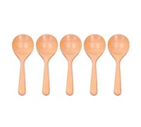 Cufaee 5pcs Wood Spoons, Long Handle Spoon, Wooden Ladle Cooking Utensils for for Kitchen Soup Coffee Cocktail Honey Mixing Stirring (Log color spoon)