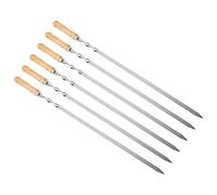 Cufaee 6 pcs en Acier Inoxydable BBQ Sticks, brochettes de Kabob avec poignée en Bois, brochettes de grillades réutilisables pour la Viande