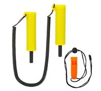 Cufaee Retractable Ice Awls, Retractable Ice Drill with Whistle Protection Set, Stretch Rope Ice Auger for Skating and Ice Fishing (Yellow)