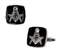 Cuff Daddy freimaue rische Argent Boutons de Manchette en Noir avec Coffret de présentation
