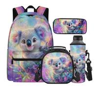 Cugasmaru Ensemble de sacs à dos d'école avec sac à déjeuner réutilisable et trousse à crayons pour enfants, adolescents et garçons, motif koala