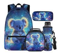 Cugasmaru Ensemble sac à dos et boîte à déjeuner pour filles avec boîte à déjeuner résistant à l'eau, loup, Sac à dos enfant